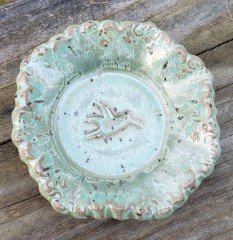 Small Fluted Dish with Hummingbird