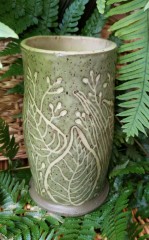 Carved Vase with Green Underglaze