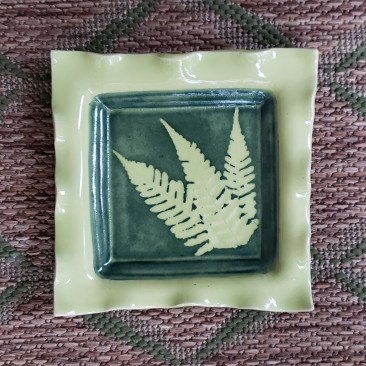 Celadon Square Fern Tray with fluted edge (LL)