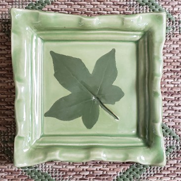 Celadon Square Sweetgum Tray with fluted edge (LL)