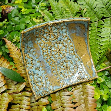 Blue Lagoon Square Tray with Feet