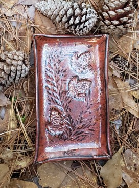 Rectangle Tray with Pinecones (Ancient Copper)