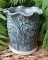 Blue Fluted Vase with Embossed Swirl Design